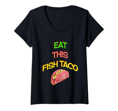 Damen ISS diesen Fisch-Taco T-Shirt mit V-Ausschnitt Damen ISS diesen Fisch-Taco T-Shirt mit V-Ausschnitt von lovely tacos