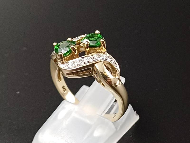 Funkelnder Chrom-Turmalin Ring in 9 Karat 375 Gold Damen Frauen Saphir Gift For Her von lovelyandoldPCvL