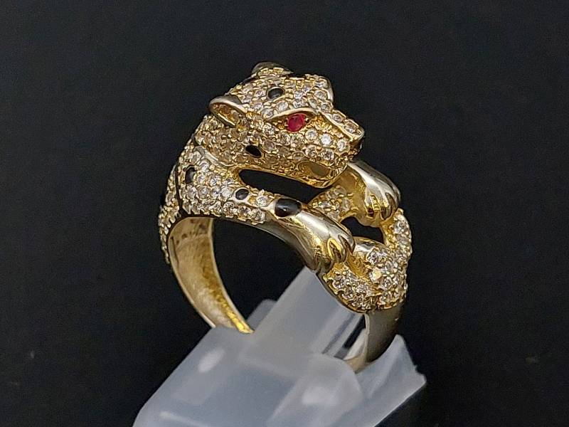 Hochfeiner Panther Gelb Gold Ring 585 14 Karat Mit Besatz Frauen Damen Gift For Her von lovelyandoldPCvL