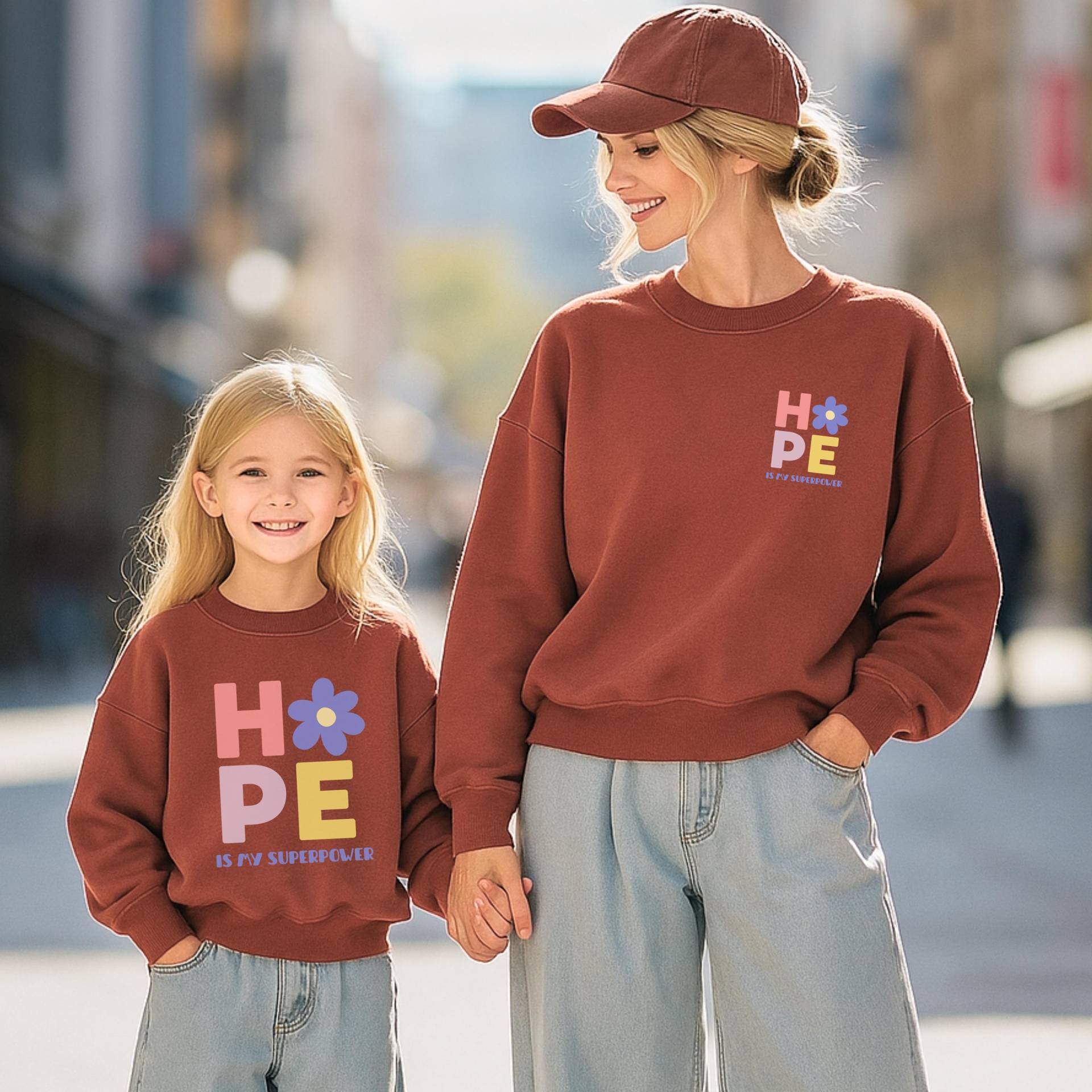 Partnerlook Pullover Mama & Kind | Oversized Sweatshirt Braun 100% Bio-Baumwolle Gots von lovelylotti