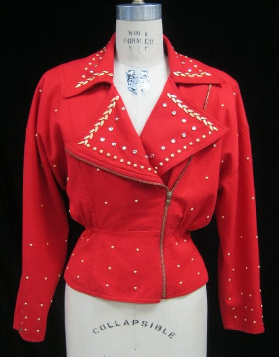 Vintage 80Er Jahre Moto Jacke Besetzt Gabardine Vintage 80Er Jahre Moto Jacke Besetzt Gabardine von lovelyvtg