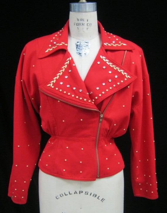Vintage 80Er Jahre Moto Jacke Besetzt Gabardine Vintage 80Er Jahre Moto Jacke Besetzt Gabardine von lovelyvtg