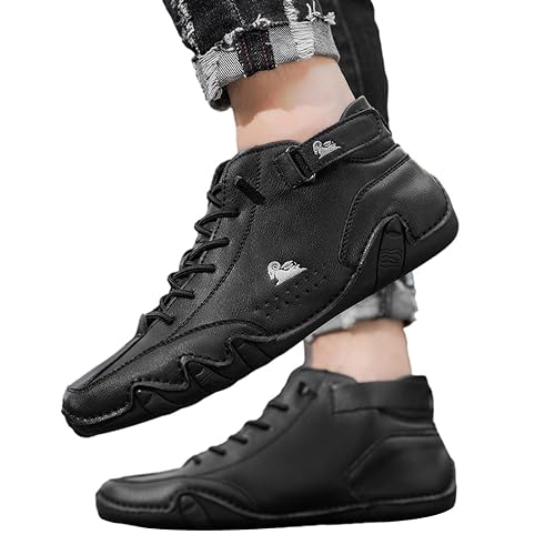 For Wiecel Barfußschuhe Leder | Barfußschuhe Herren Leder | Lederstiefel Herren | Wildleder Schuhe Herren | Leder Boots Herren Mode | Explorer Schuhe Herren | Rutschfeste Atmungsaktive Magic Sticker von lovemetoo