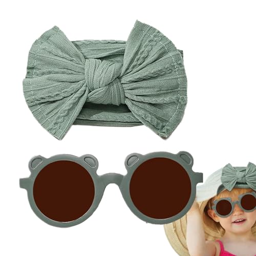 lovemetoo Baby-Stirnband-Bögen,Baby-Bogen-Stirnbänder | Stirnbänder und Sonnenbrillen für Neugeborene - Baby-Mädchen-Schleifen-Stirnband-Sonnenbrillen-Set, Nylon-Haarbänder, Schleife, elastisches von lovemetoo