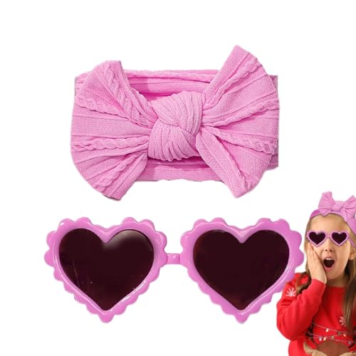 lovemetoo Neugeborenen-Stirnband-Schleifen,Baby-Stirnband-Schleifen | Baby-Stirnbänder und Brillen-Set,Baby-Nylon-Stirnbänder und Sonnenbrillen, elastische Haarbänder mit Haarschleife, Haarschmuck für von lovemetoo