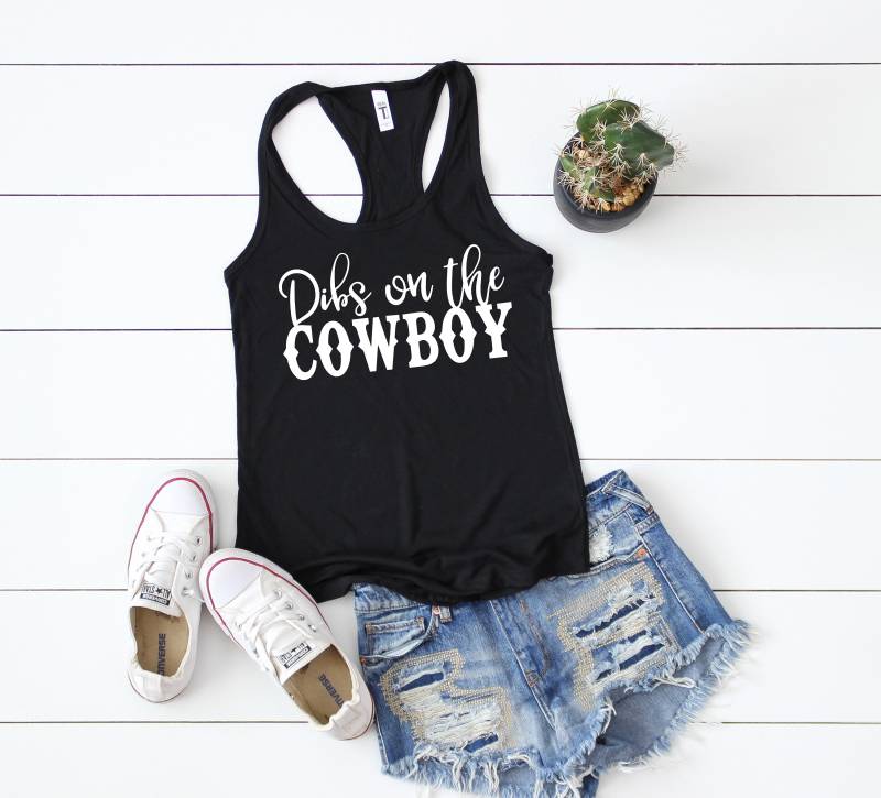 Cowboy-Tank-Top - Dibs Auf Die Cowboy-Tank Cute Freund-Tank-Top Land-Konzert-Tank Top Country-Musik Frauen von lovemighty
