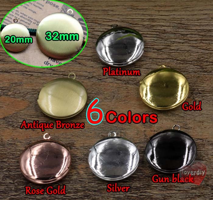 10 Stück Rund Glasierte Messing Antike Bronze Blank Foto Locket | 2 Größen Dia. 20 Mm/32 Mm, 6 Farben, Fotorahmen Charm Anhänger, Medaillon von loverdiy