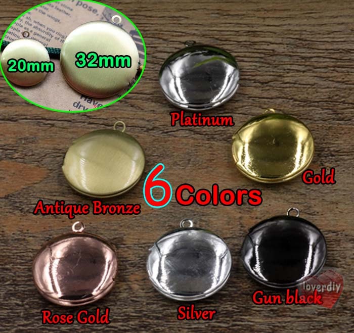 10 Stück Rund Glasierte Messing Antike Bronze Blank Foto Locket | 2 Größen Dia. 20 Mm/32 Mm, 6 Farben, Fotorahmen Charm Anhänger, Medaillon von loverdiy