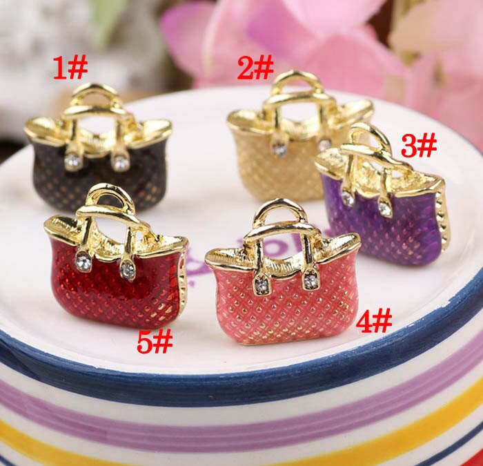 10Pcs/Viele Handtasche Mit Diamant Geformte Charm, Emailliert Farbe Öl Tropfen Metall Diy Schmuck Rose Gold Legierung Armband/Keychian/Halskette von loverdiy