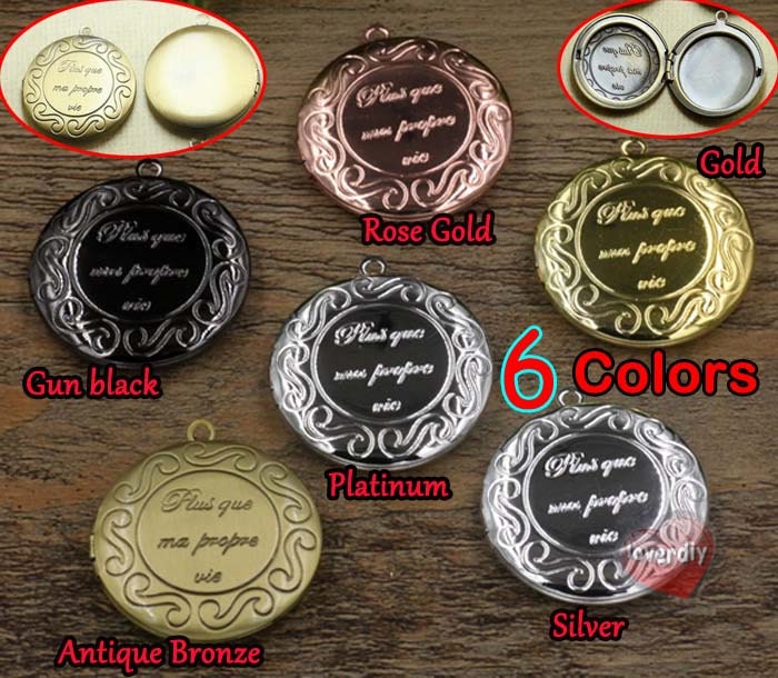 10stk 32mm Rund Messing Foto Memming Carve Words Rose Gold/Gun Schwarz/Platin/Gold Compact, Foto Rahmen Charm Anhänger, Geätztes von loverdiy