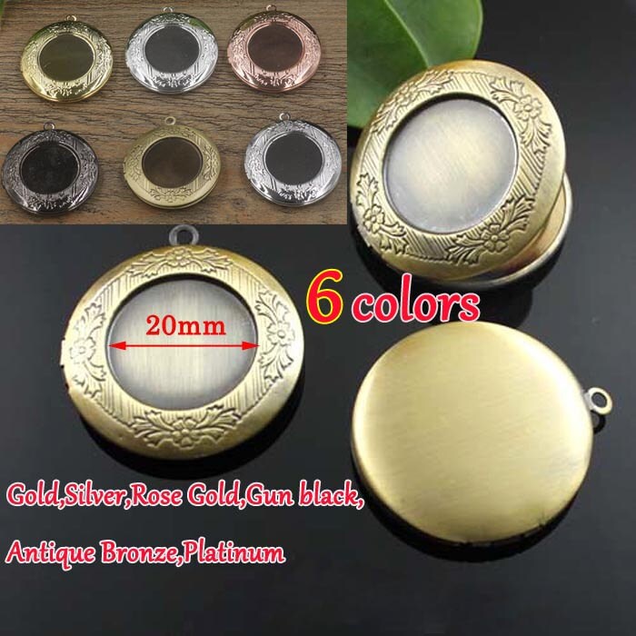 10stk Rundes Karve Blume Blanko Foto Memming, 32mm | Innengröße 20mm, Silber Und Bronze Farben, Rahmen Memming Charm Anhänger, Geätztes Medloillon von loverdiy