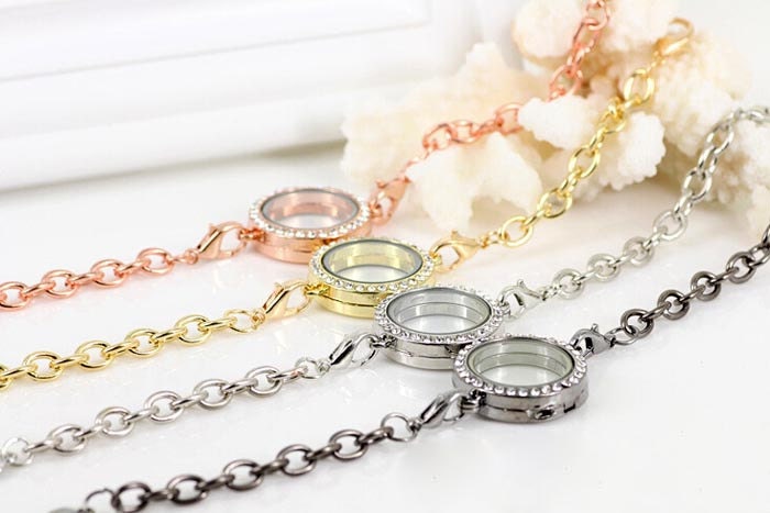 25mm Rund Floating Locket Armband, Glas Medaillon Mit Strass, Magnet-Medaillon, Shadow Box Armband Kits Von Memory-Medaillon von loverdiy