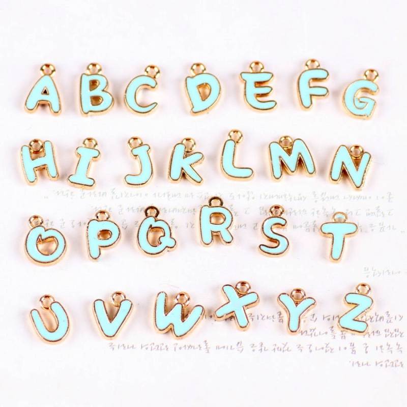 26 Anfangsbuchstabe/Diy Alphabet Doppelgesicht | A-Z Perlen Charme Farbe Öl Tropfen Metall Rose Vergoldet Legierung Ohrring Perle Emaille Schmuck von loverdiy