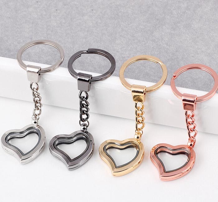 Herz Keychain Floating Locket, Glas Schwimmende Magnet Verschluss Shadow Box Locket Keychain-Bausätze, Speicher-Medaillon, Lebenden Medaillon von loverdiy