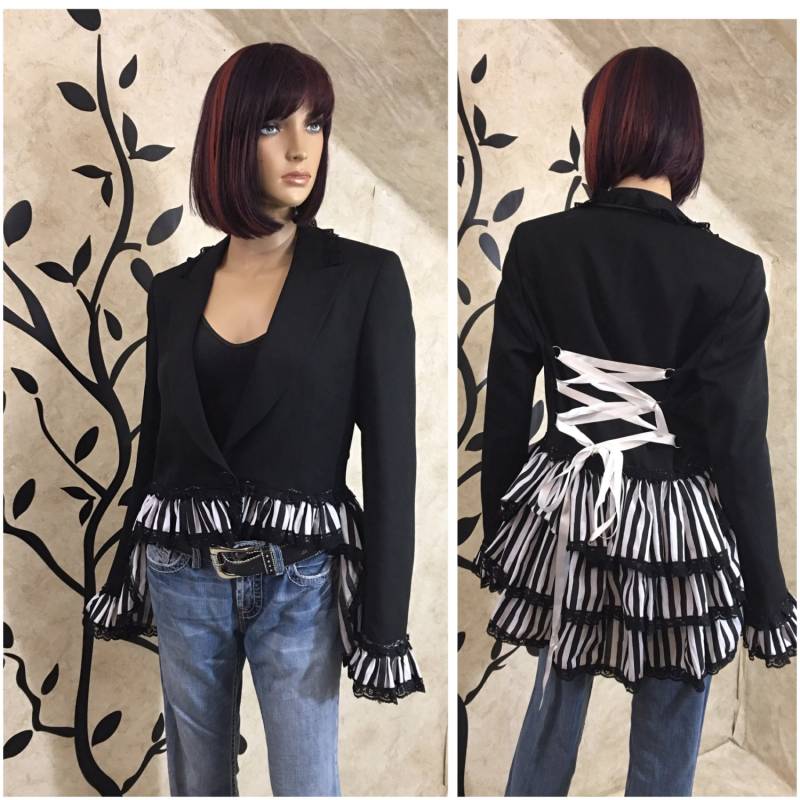 Frack, Zirkusdirektor Jacke, Damen Kleid Mantel, Einzigartige Schwarzer Spitze Mantel von loverleesdesigns