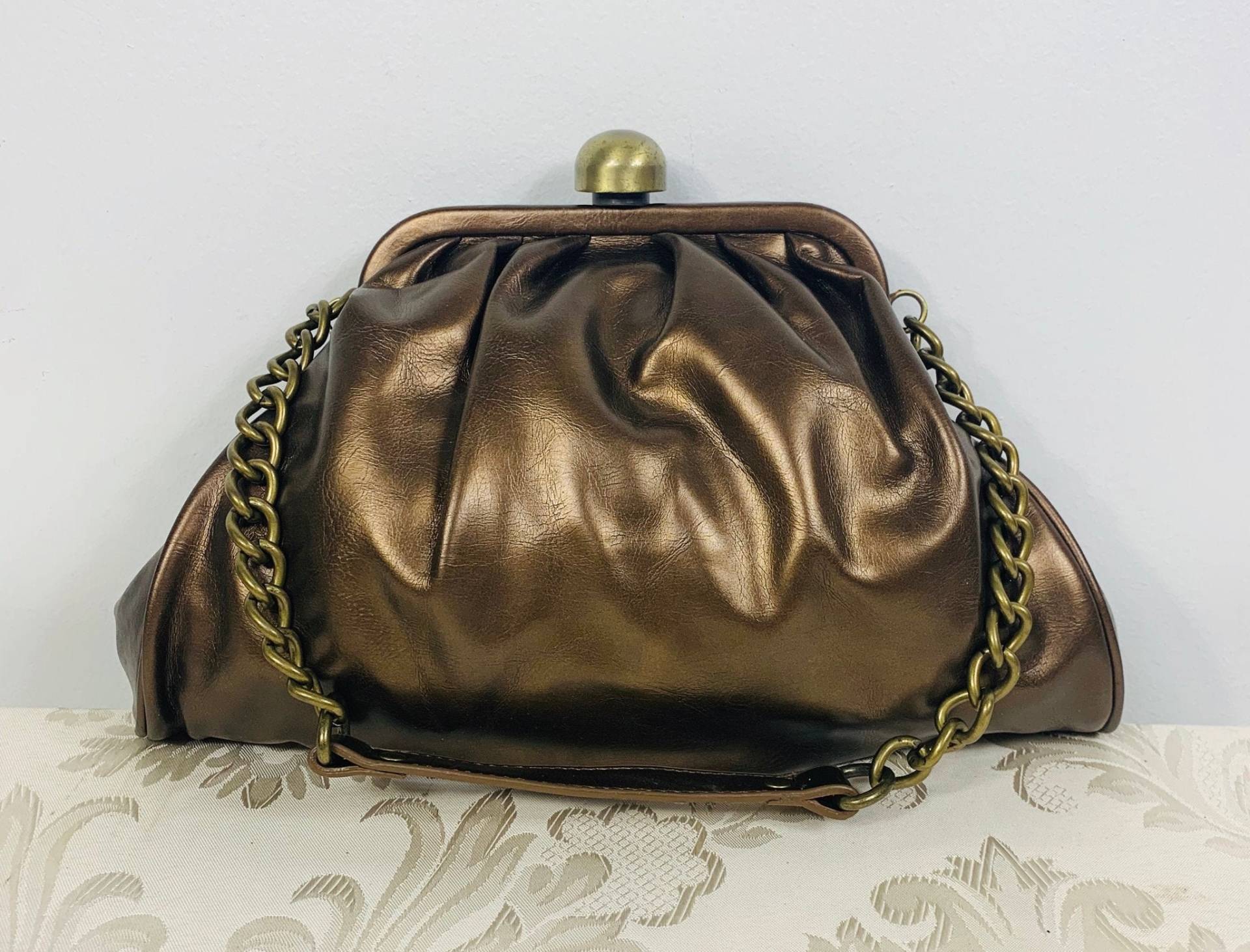 Gold Geldbörse, Formale Vintage Abendtasche, Plissierte Einzigartige Umhängetasche von loverleesdesigns