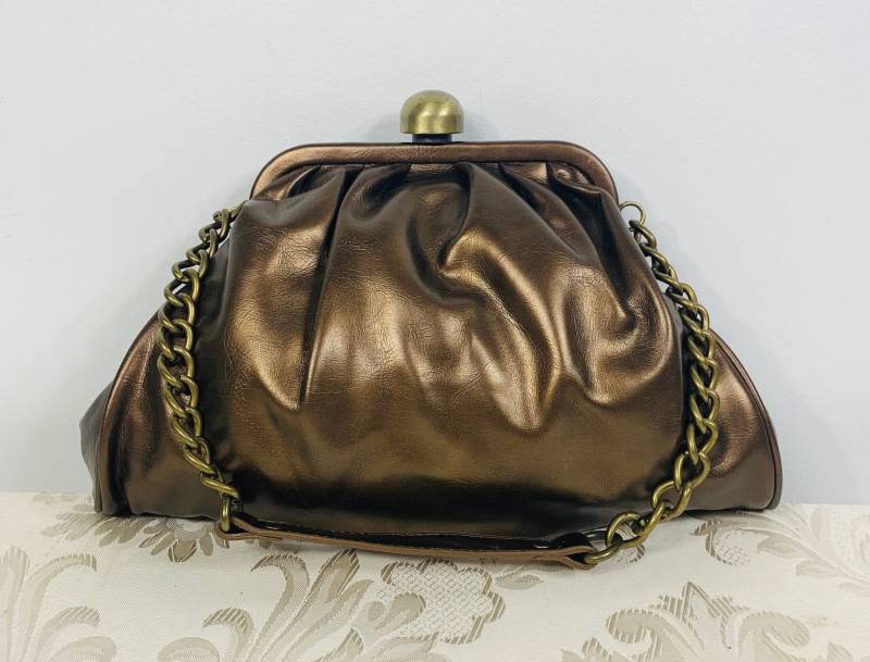Gold Geldbörse, Formale Vintage Abendtasche, Plissierte Einzigartige Umhängetasche von loverleesdesigns