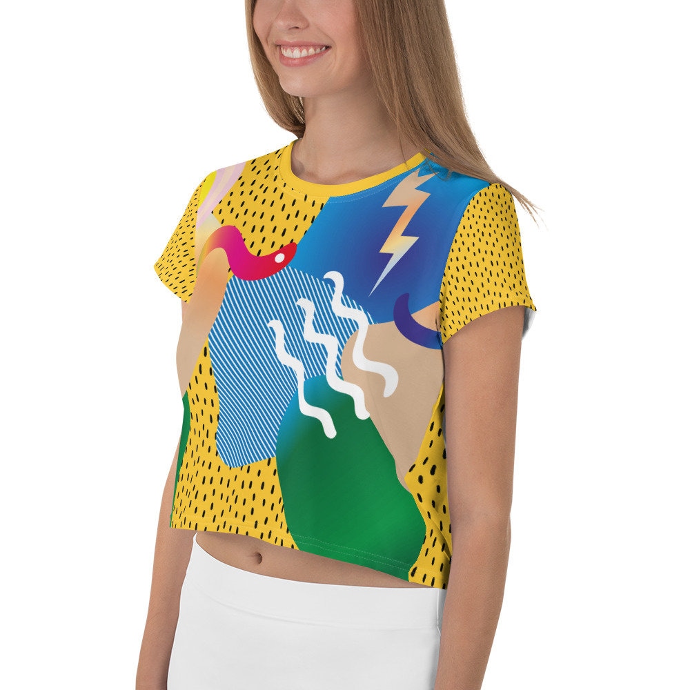 Abstraktes Crop Top, All Over Print, Damen Grafik T-Shirt von lovexy
