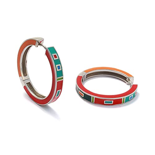 Loveyourdiamonds Große bunte Creolen Ohrringe aus 925 Sterling Silber emailliert Loveyourdiamonds Große bunte Creolen Ohrringe aus 925 Sterling Silber emailliert von loveyourdiamonds