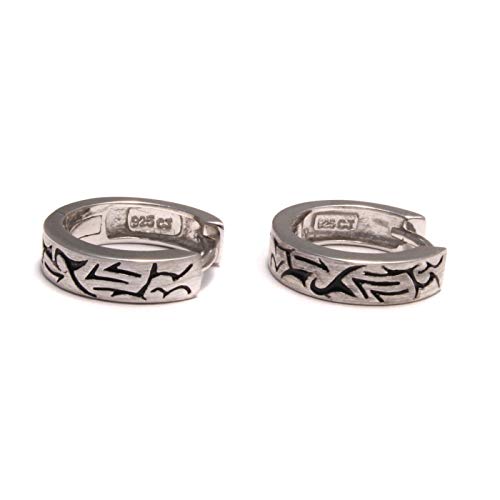 925 Sterling Silber Creolen als Damen oder Herren Ohrringe mit Tribal Muster von loveyourdiamonds