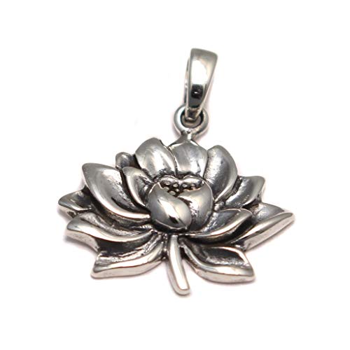 loveyourdiamonds Lotusblüte Anhänger 925 Sterling Silber, Lotusblume Kettenanhänger, Glücksbringer Amulett, buddhistisch Symbol Schmuck von loveyourdiamonds