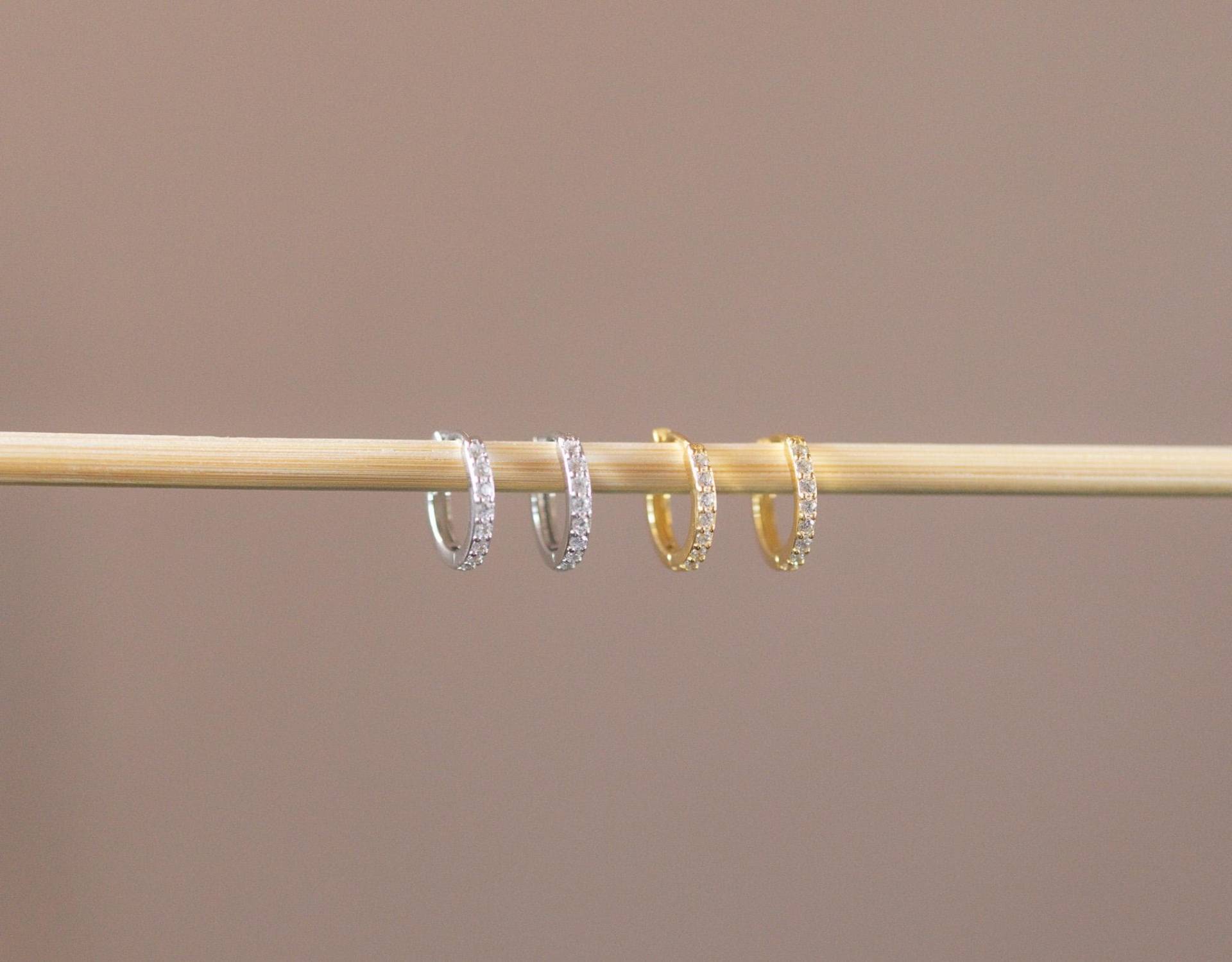 Gold Vermeil Diamant Huggie Hoop Ohrringe Hypoallergene Sterling Silber Ohrringe von loweandcojewelry