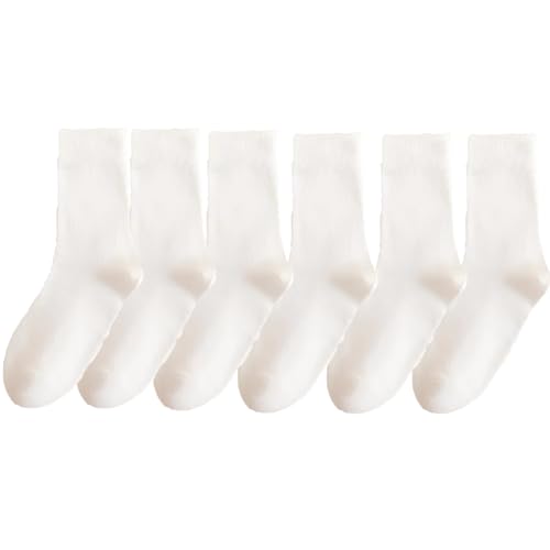 loyboon 6 Paar Damen Süsse Baumwolle Crew Socken Schwarz Weiß Braune Mehrfarbig Lange Wade Business Socken Atmungsaktiv von loyboon