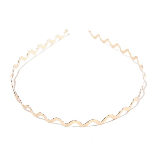 loyliawa Frauen Welliges Stirnband Bang Haarband Frauen Metall Stirnband Geometrie Wellenform Haarband Rutschfestes Elastisches Design Haarschmuck Golden1 von loyliawa