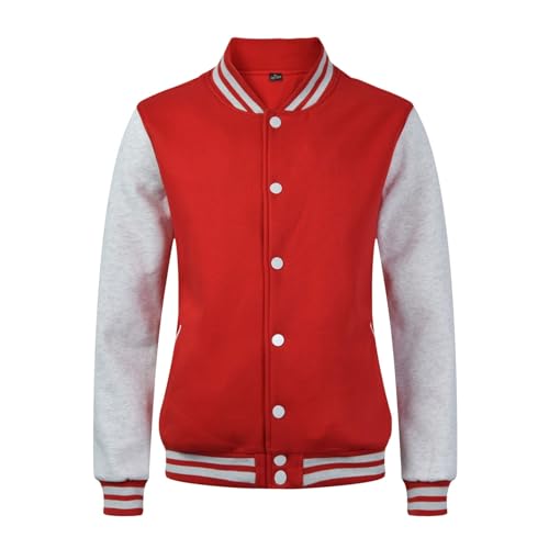 Baseball Jacke Damen Sport Collegejacke Frühling Herbst Blouson Jacke mit Knopf Leicht Trainingsjacke Ohne Kapuze Sweatjacke Casual Bomberjacke, S-3XL von lozssnigzi
