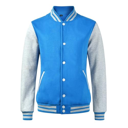 Baseball Jacke Damen Sport Collegejacke Frühling Herbst Blouson Jacke mit Knopf Leicht Trainingsjacke Ohne Kapuze Sweatjacke Casual Bomberjacke, S-3XL von lozssnigzi