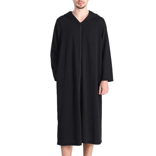 Herren Bademantel, mit Reissverschluss Leicht mit Kapuze Schnelltrocknend Loungewear Bademantel Große Größen Grau Elegant Morgenmantel Reisebademantel Lang Hautfreundlich Nachtwäsche Saunamantel von lozssnigzi