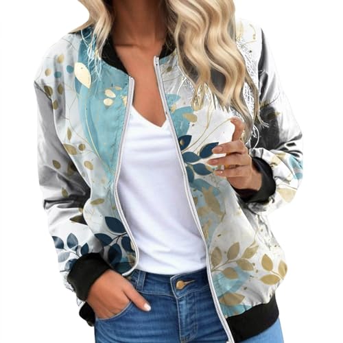 Jacken Damen Leicht Übergangsjacke Sommerjacke Sommer Bomberjacke Blouson Bomberjacke Leichte Jacke Bluson-Damen Jacke Sportlich, Elegante Jacke Lang Dünne Jacke Blumen Sommer Damenbekleidung von lozssnigzi