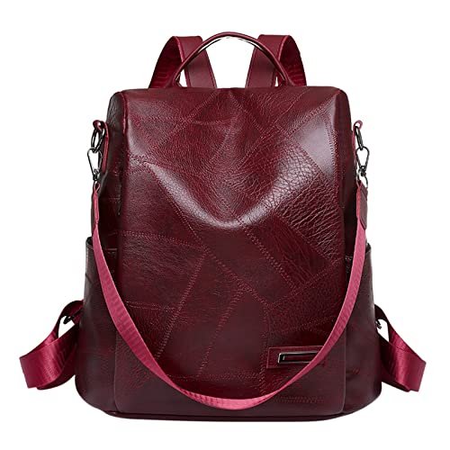 Lederrucksack Damen 2 In 1 Rucksacktasche Klein Lederrucksack Casual Cityrucksack Anti Diebstahl Schultertasche Elegant Umhängetasche Reise Freizeit Einkauf Arbeit Handtasche Rucksack Daypacks Rot von lozssnigzi