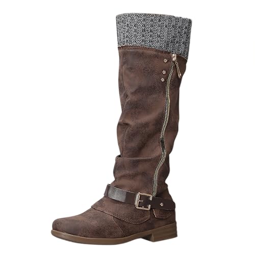 Lederstiefel Damen Kniehohe Weitschaftstiefel Leder Gefüttert Winterstiefel Für Dicke Waden Mit Weitem Schaft Stiefel Braun Stiefeletten Mit Absatz Reitstiefel Lederstiefel Langschaftstiefel von lozssnigzi