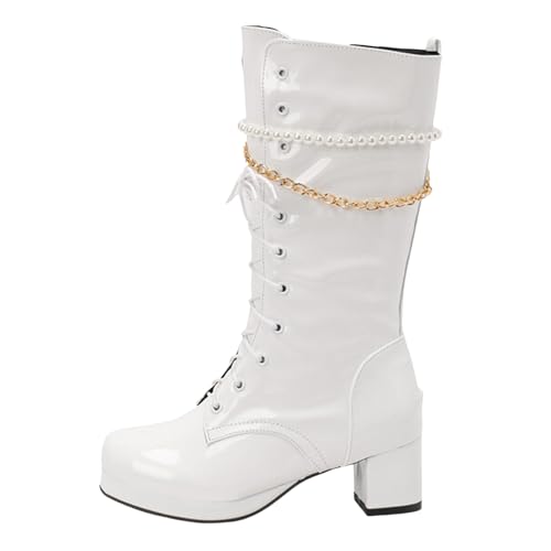 Lederstiefel Damen mit Weitem Schaft Stiefel für Dicke Waden mit Absatz Reitstiefel Leder Gefüttert Winterstiefel Kniehohe Stiefeletten Braun Lederstiefel Weitschaftstiefel Langschaftstiefel von lozssnigzi