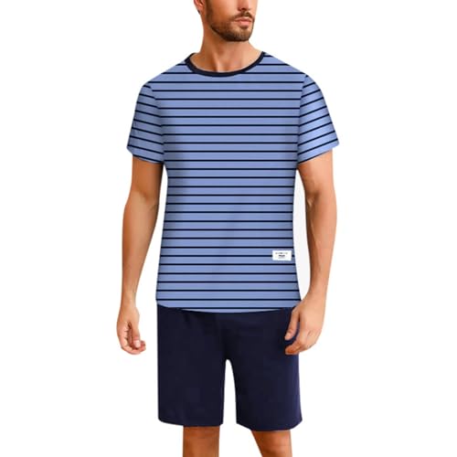Shorty Pyjama Herren Frottee Leicht Lustig Oberteile und Kurze Hosen Sommer Set Freizeitanzug Kurzarm Elegant Baumwolle Sommer Schlafanzüge Schlafanzug Zweiteiler 4Xl Nachtwäsche Set Pyjama Set von lozssnigzi
