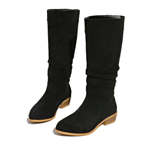 Stiefel Damen Schwarz Bequeme Damenstiefel Mit Reißverschluss Winter Kniehohe Stiefel Mit Absatz Braun Wildleder Stiefel Elegant Stiefeletten Mode Boots Hohe Stiefel Langschaftstiefel Reiterstiefel von lozssnigzi