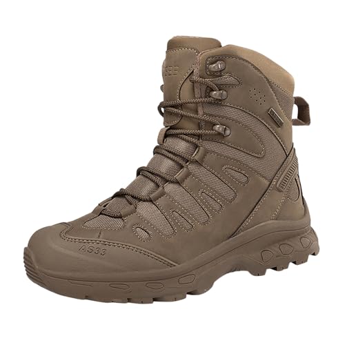lozssnigzi Arbeitsstiefel Herren, Halbhoch Taktische Stiefel Wasserdicht Kampfstiefel Mit Reißverschluss Atmungsaktive Einsatzstiefel Outdoor Military Boots Wanderschuhe Bergstiefel, Khaki, 44 von lozssnigzi
