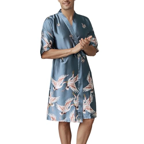 lozssnigzi Bademantel Herren Leicht Dünn Saunamantel Kimono Hausmantel übergröße Kurz Morgenmantel von lozssnigzi