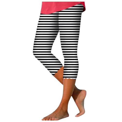 lozssnigzi Caprihose Damen Sommer, Sommer Dreiviertel Hose Leicht Caprihose Elegant Capri Leggings High Waist Laufhose Baumwolle 3/4 Sportleggins Blickdicht 7/8 Yogahose von lozssnigzi