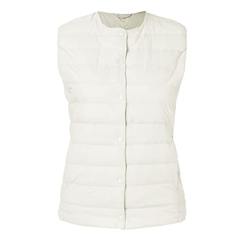 lozssnigzi Damen Steppweste, Kurz Leichte Puffer Weste Daunenweste Mit Taschen Dünne Ärmellose Jacke Ohne Kapuze Elegant Steppweste Softshell Damenweste Gilet von lozssnigzi