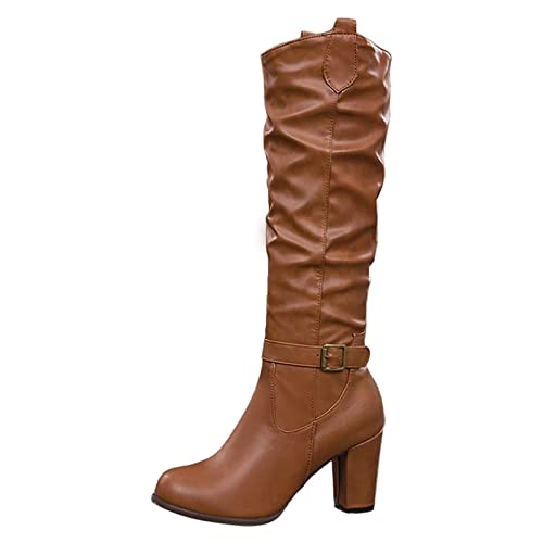 lozssnigzi Damen Stiefel Mit Weitem Schaft Weitschaftstiefel Für Dicke Waden Kniehohe Winterstiefel Echtleder Gefüttert Stiefeletten Braun Reitstiefel Lederstiefel Stiefel Langschaftstiefel Boots von lozssnigzi
