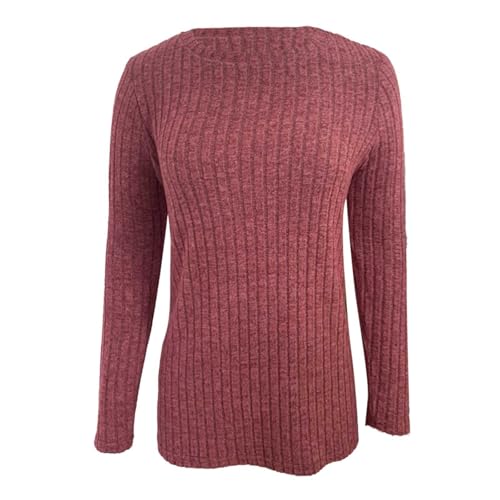lozssnigzi Pullover für Damen Winter Langarmshirt Long Sleeve Pullover Rundhals Pulli Oversize Longpullover Herbst Oberteile Mode Strickpullover Baumwolle Winterpullover Sweatshirt Strickpulli von lozssnigzi