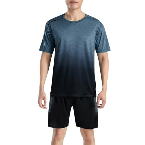 lozssnigzi Schlafanzug Kurz Herren, Sommer Hausanzug Casual Nachtwäsche Einfarbig Schlafanzüge 3XL Schlafanzug Lässig Pyjama Set Kurz Kurzarm Oberteil Pyjama Shorts von lozssnigzi