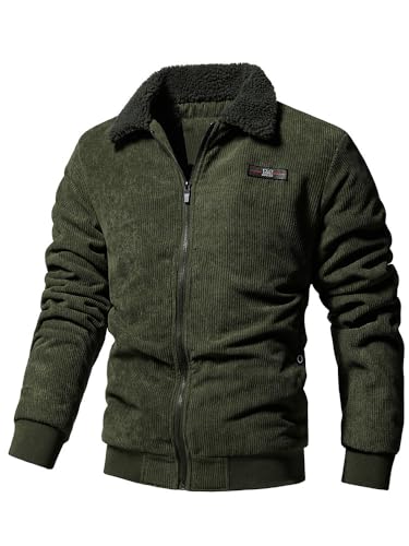 lozssnigzi Sherpa Jacke Herren Freizeit Cordjacke mit Teddyfutter Winter Herbstjacke Thicken Trucker Jacke Herbst Sherpa Jacke Gefüttert Cord Jacke Warme Winterjacke Fleece Jacket von lozssnigzi