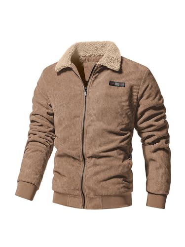 lozssnigzi Sherpa Jacke Herren Freizeit Cordjacke mit Teddyfutter Winter Herbstjacke Thicken Trucker Jacke Herbst Sherpa Jacke Gefüttert Cord Jacke Warme Winterjacke Fleece Jacket von lozssnigzi