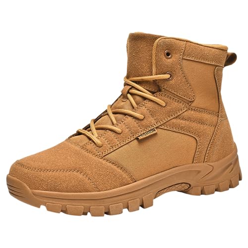 lozssnigzi Springerstiefel Herren, Halbhoch Taktische Stiefel Wasserdicht Kampfstiefel Mit Reißverschluss Atmungsaktive Einsatzstiefel Outdoor Military Boots Wanderschuhe Bergstiefel, Braun, 40 von lozssnigzi