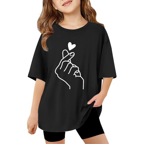 lozssnigzi Tshirt Mädchen 152, Mode Lässige Kurzarm Blusen Lang mit Aufdruck Tops Baumwolle Tshirt Sommer Oversize Oberteil Rundhals Sportshirt von lozssnigzi