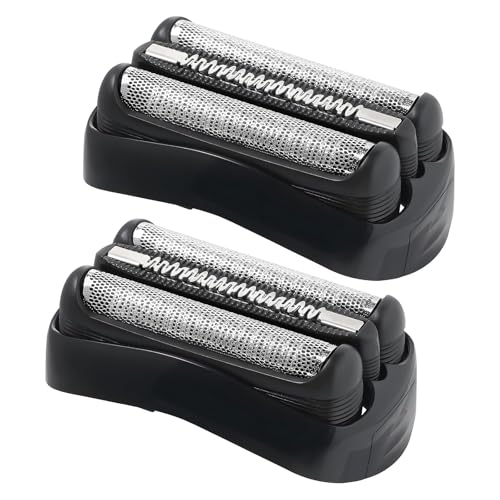 lrgnixs 2er Pack 21B Rasierköpfe mit Halterung Kompatibel mit Braun Series 3 3000s/3010s/3040s/3050cc/310s - Ersatzklingen Set (Schwarz) von lrgnixs
