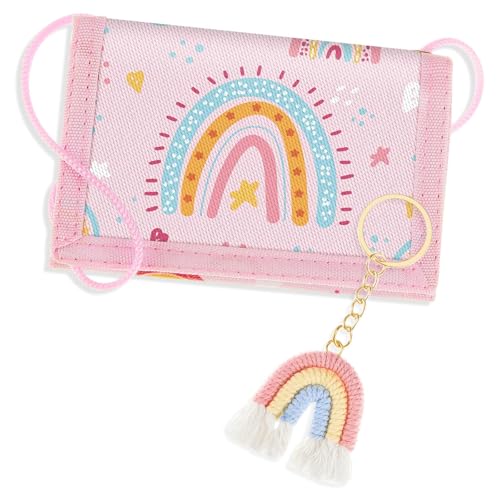 lrgnixs Geldbeutel Kinder,Dreifach Gefaltet Portmonee Kinder mit Schlüsselanhänger,Brustbeutel Kinders für MüNzen Karten Scheine,Portemonnaie Kin-derGeldbeutel Mädchen Jungen (Regenbogen) von lrgnixs